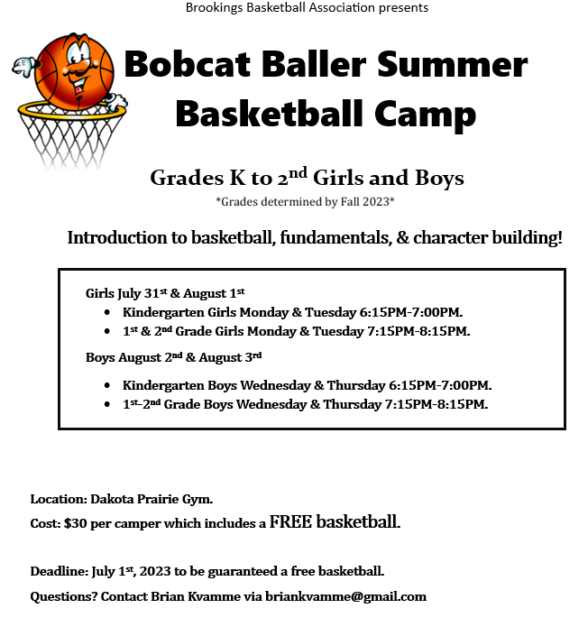 K-2 Youth Bobcat Baller Summer Basketball Camp